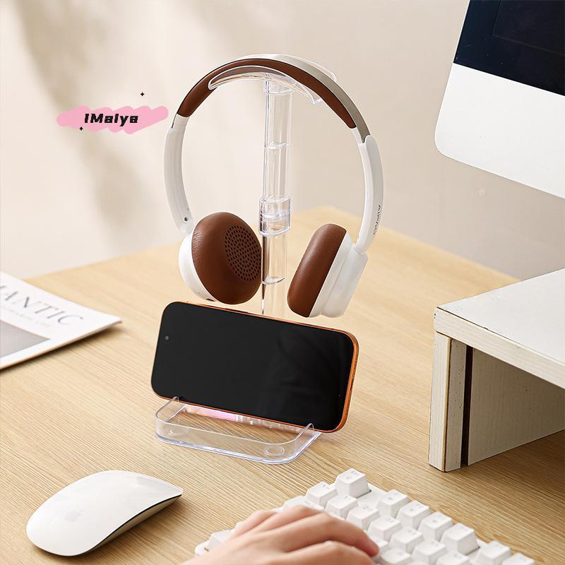 M-1pc Acrylic Headphone Stand With Base Universal Headphone Stand Hanger Transparent Headset Storage Rack Detachable Stand