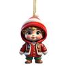 Ornament Cartoon Snowman Santa Claus Pendant 2D Acrylic Xmas Tree