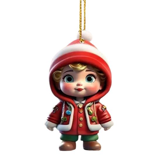 Ornament Cartoon Snowman Santa Claus Pendant 2D Acrylic Xmas Tree