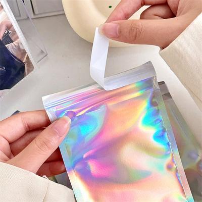 10Pcs Self-Sealing Laser Small Plastic Bags For Jewelry Pouch Jewelry Transparent Display Gift Packaging Storage Bag
