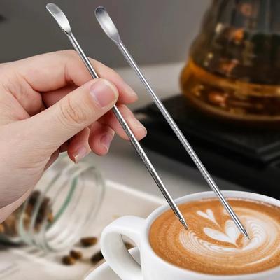 Avec Manche en Bois Stylo Latte Art pour Café Acier Inoxydable Accessoire Espresso Aiguilles Art Café Café