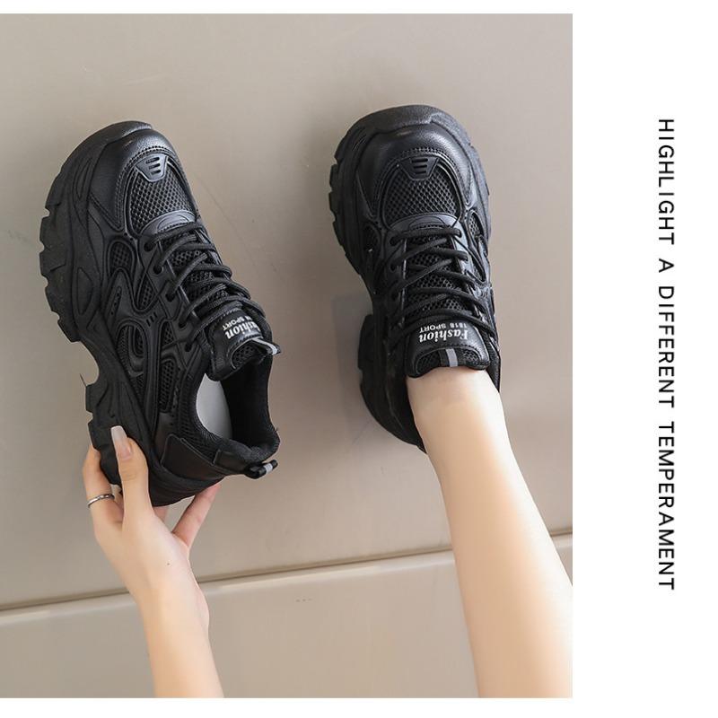 Black Internet Celebrity Thick Soled Fashionable Student Sports Shoes Casual Women's Shoes Spring