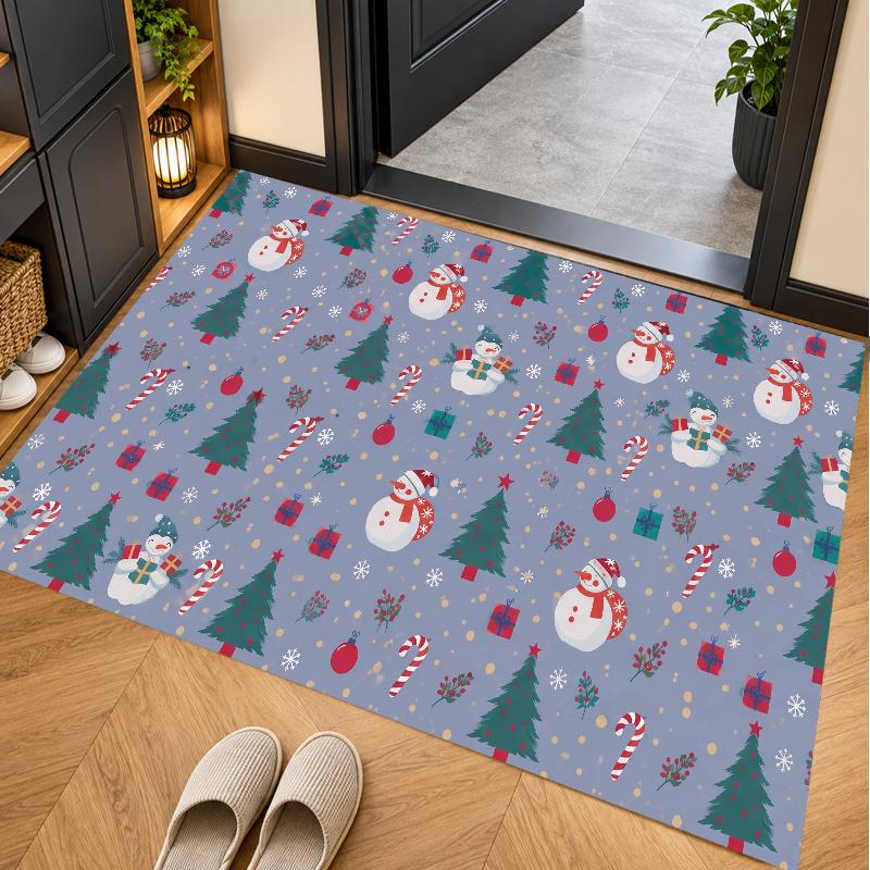 Tapis de sol thème Noël, Tapis doux, Décoration de fête intérieure pour la maison