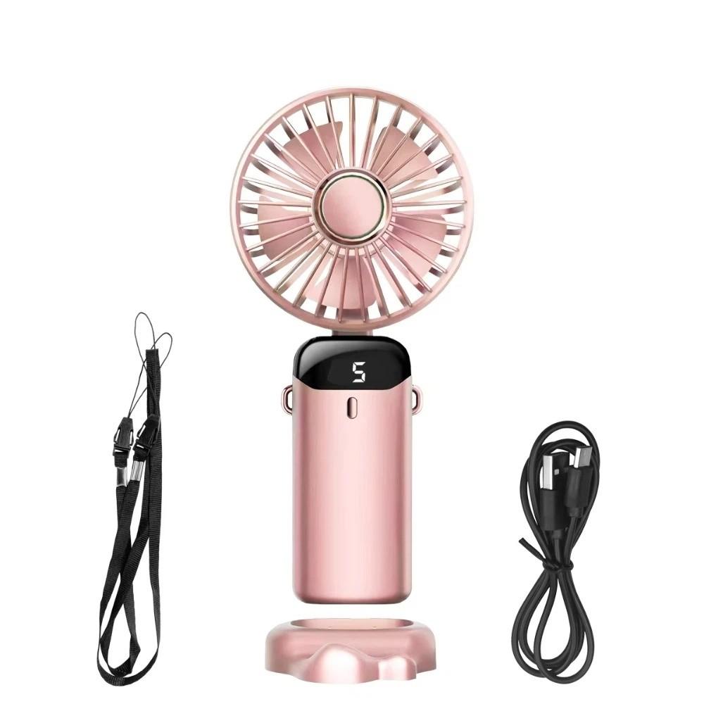 LED Digital Display Rechargeable Fan 90° Adjustable Mini Fan Folding Fan  Handheld Use