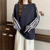 Casual O Neck Long Sleeve T-shirt Lace Patchwork Loose Bow Women Clothing Korea Mid-length Slim Tops