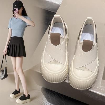 2023 Summer New INS Breathable Little White Shoes Female Fashion Student 5cm Thick Sole Matsuke Shoes Casual Board Shoes
