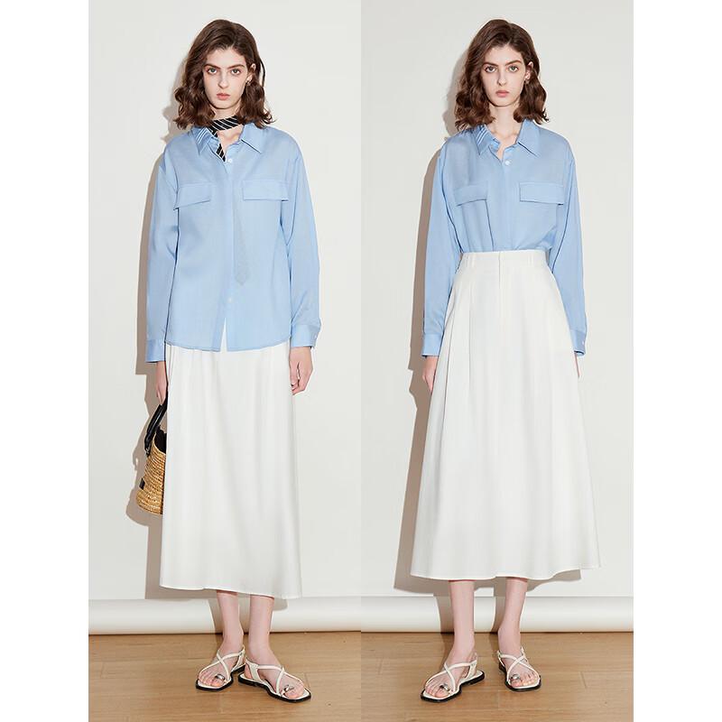 Chuyu Women's Pleated Lapel Lyocell Shirt