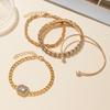 4 Stück/Set Strass-Dekor Gedrehter Armreif Mode Hohlkette Mehrlagig Hand Geometrie Einfacher Offener Armreif Für Frauen Geburtstagsgeschenk
