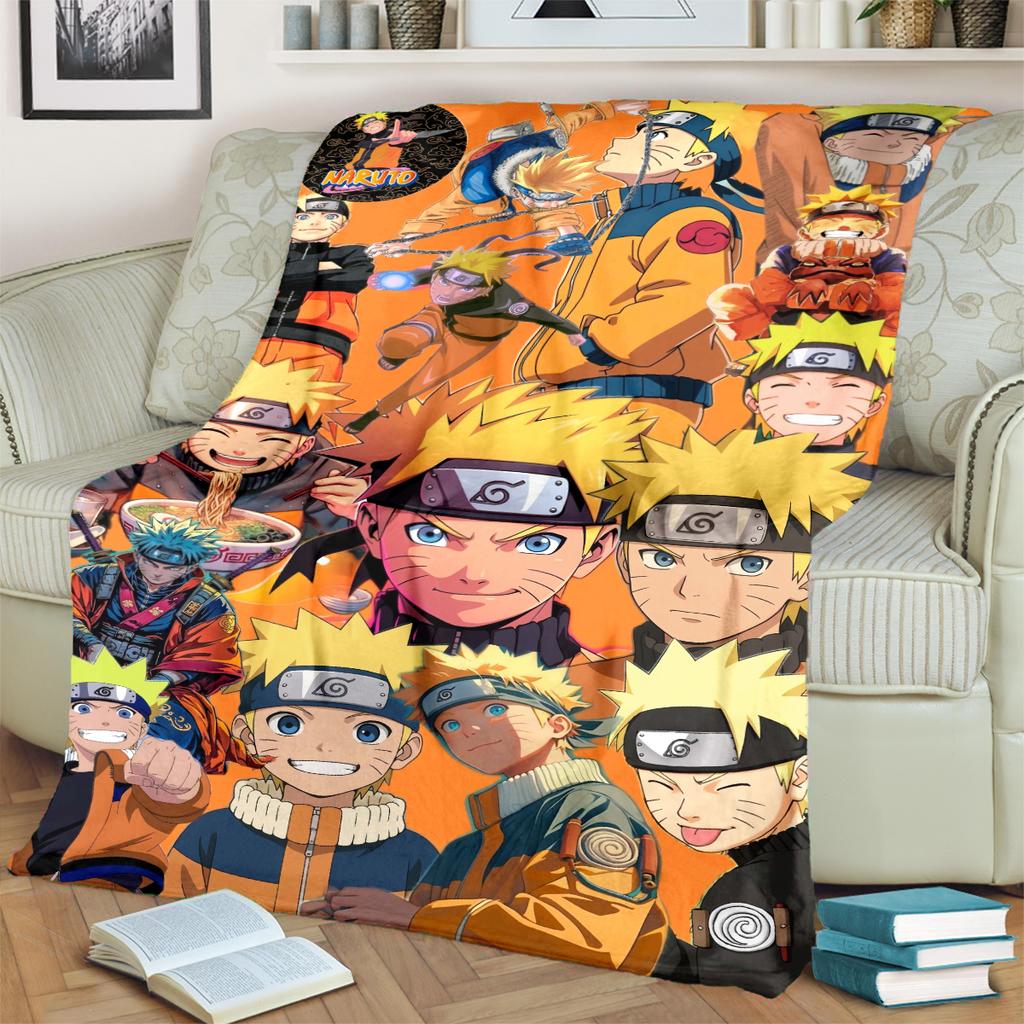 Anime-Naruto Print Blanket Warm Comfortable Flannel Blanket for Bedrooms, Sofas, Beds, Chairs, Picnics, Travel -LXR51