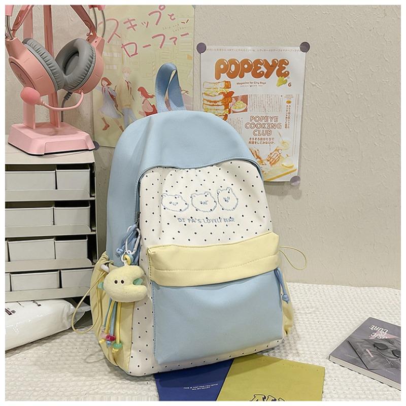 School bag female ins wind Korean version backpack contrasting colors Harajuku college wind campus junior high school students backpacking trip