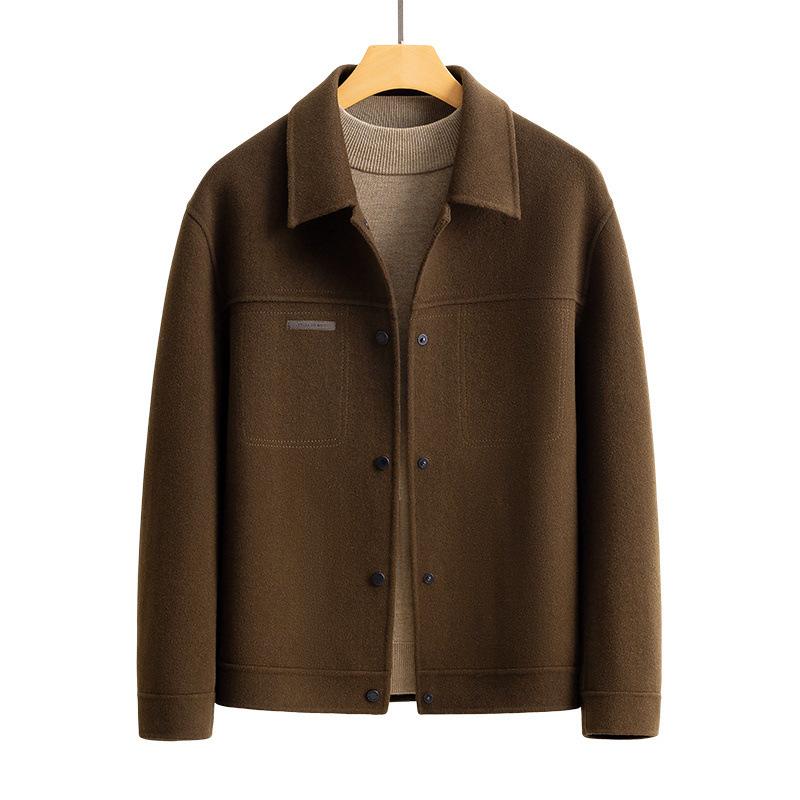 Hair jacket men's spring and autumn double-sided jacket winter short single-breasted wool top