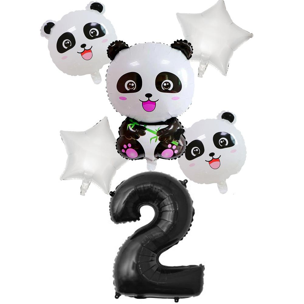 Xiaohongshu Panda Balloon Cute Panda 1-10 Birthday Party Decoration Arrangement Aluminum Film Balloon