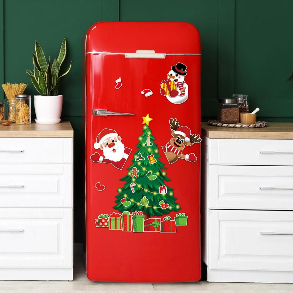Christmas Magnets for Fridge Santa Claus Tree Elk Bell Winter Stickers Magnetic Christmas Decorations for Whiteboard Kitchen