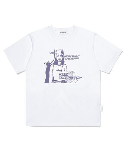 ESCAPEFROM Purple 1985 Leeds Print Oversized Short Sleeve T-Shirt White