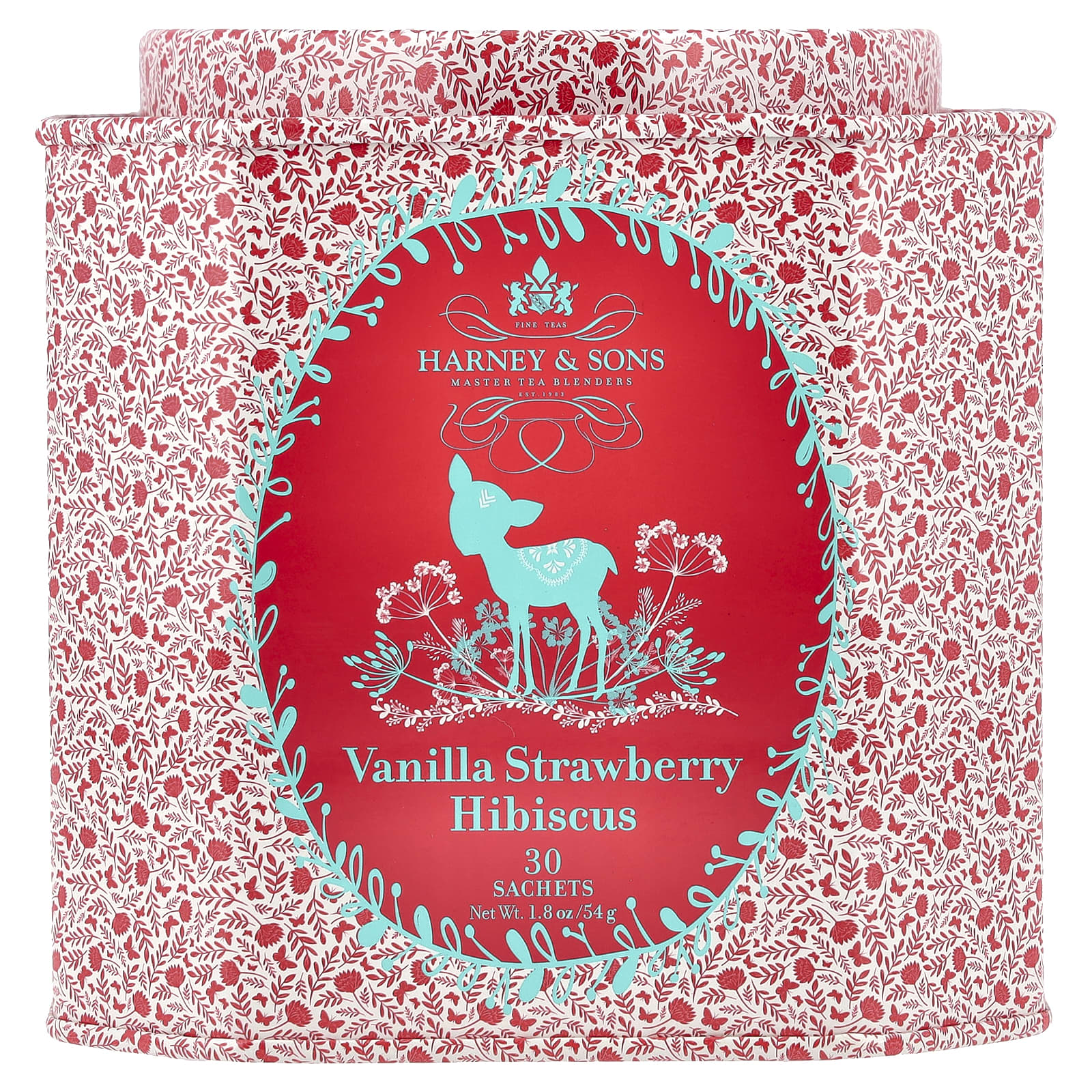 

Harney & Sons, Ваниль Клубника Гибискус, 30 пакетиков, 54г (1,8 унции)