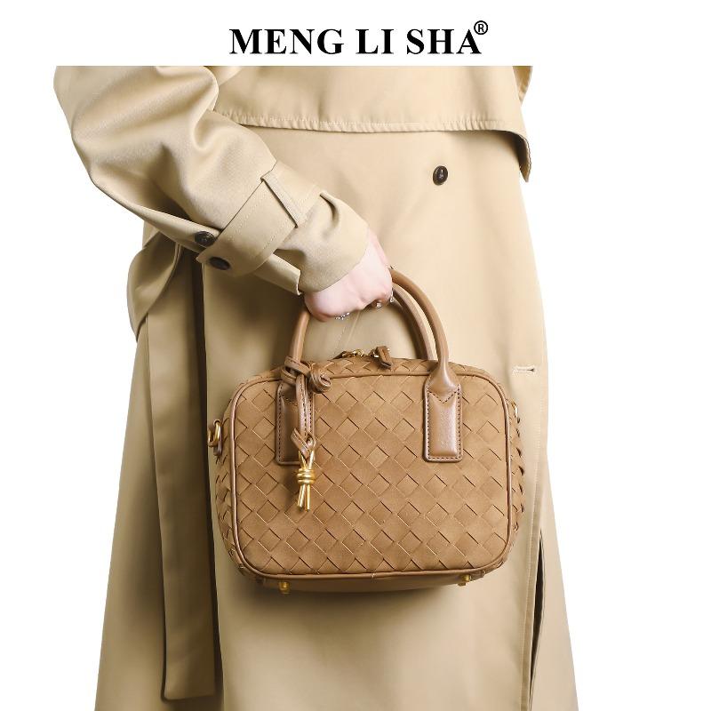 Vintage suede woven bag simple and high-end single shoulder messenger small square bag commuter handbag