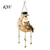 Crescent Moon Owl Solar Lanterns Owl/Cat Hanging Light, Outdoor Garden Wind Chime with LED Warm Atmosphere Lamps Waterproof Resin Decorative
