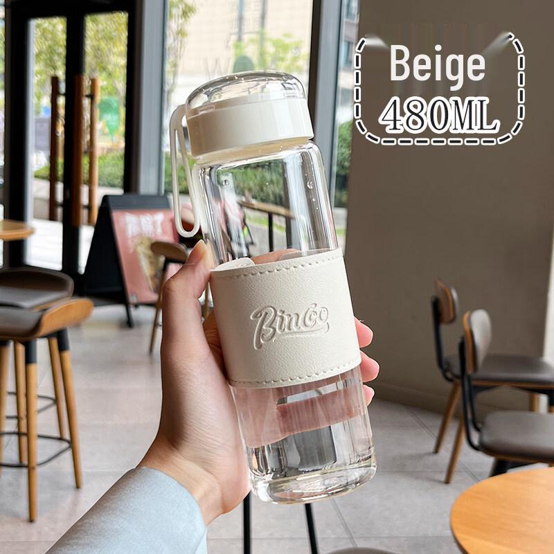 ZISIZ Transparent Glass Tea Mug with Crystal Infuser