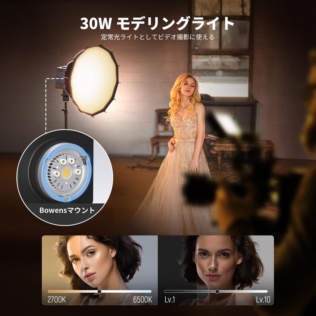 NEEWER Q6 600Ws TTL Flash App To Studio Monolight for Outdoor 30W LED Modeling 400 Full Power Bowens Mount 2.4G Strobe, Controlled, 3000mAh, 1/1 1/512