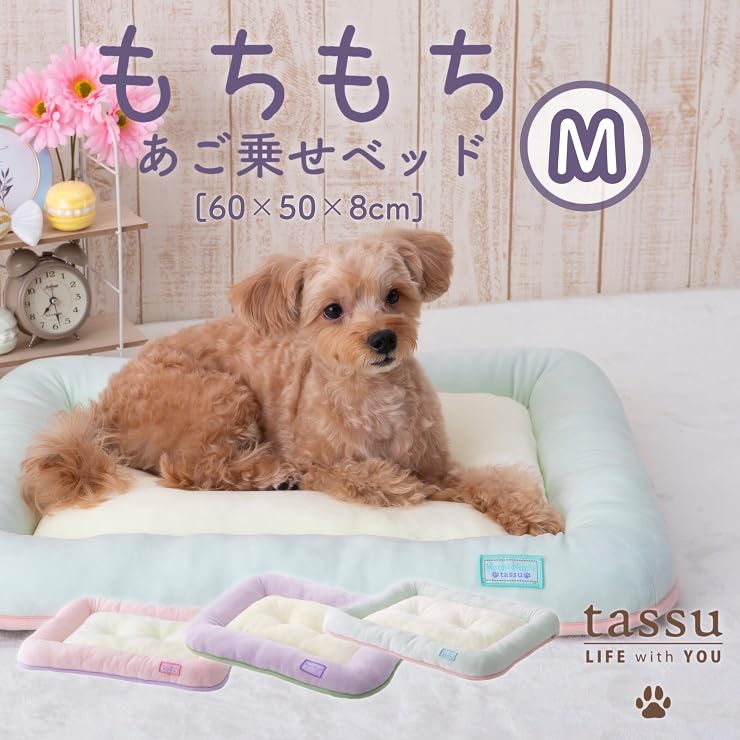 Tassu Mochi Mochi Haustierbett für Hunde und Weiche und Kinnablage Kleiner Hund Katzen, Entspannend, Bett, Pastell, Größe, Rutschfest, M, Minze, 168-6867A3