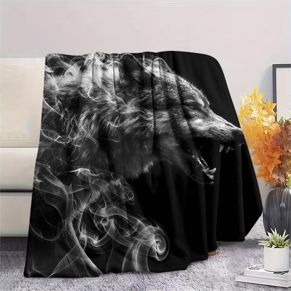 Dark Cupid Medusa Wolf Skull Print Flannel Blanket,High quality Comfortable for All Seasons,Home Decor,Warmth and Comfort,Perfect for Christmas Gifts