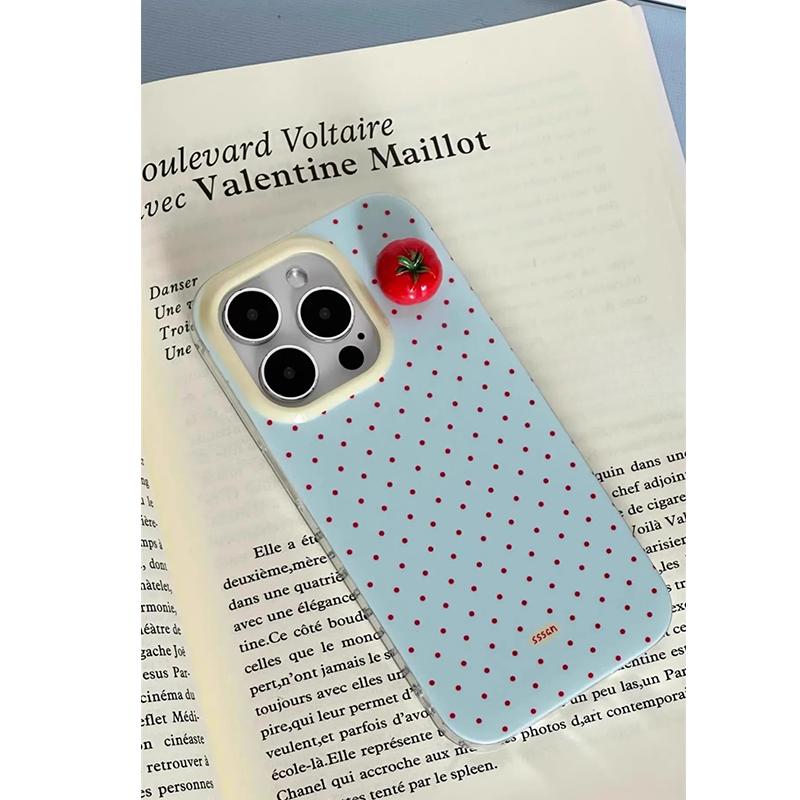 INS Korean Red Wave Points 3D TomatoTransparent Phone Case for iPhone 16 Promax 15 Plus 14 13 12 11 Xsmasx Protective Back Cover