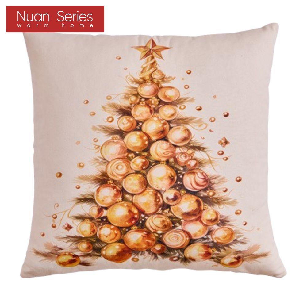 1PC Nuan Series Christmas Pillowcase Hand Drawn Christmas Tree Cluster Printed Cushion Cover for Sofa Living Room Bedroom Home Decor Party Decor