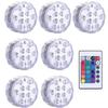 Battery Operated 10leds RGB Led Submersible Lights Underwater Night Lamp Garden Swimming Pool Lights for Wedding Party Vase Bowl
