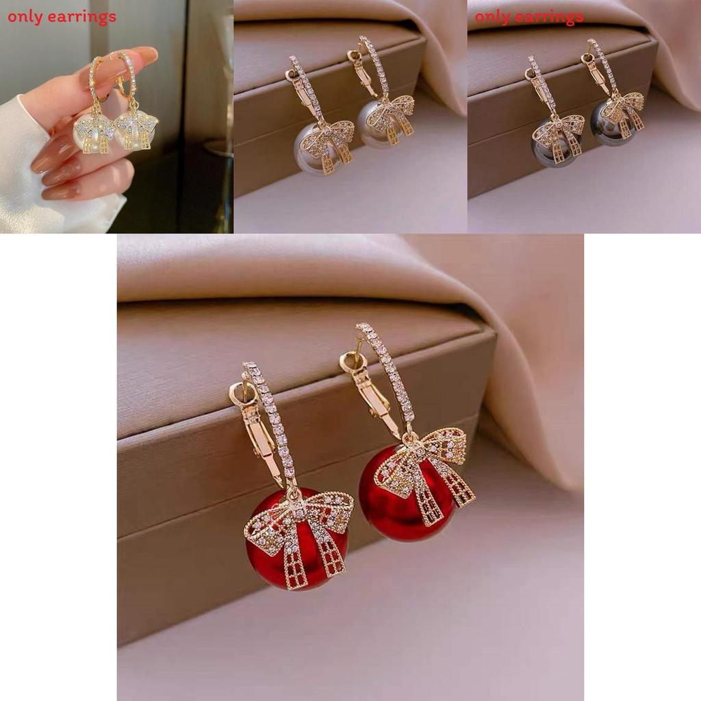 Korean Fashion Butterfly Pearl Hoop Earrings For Women With Electroplated Alloy
