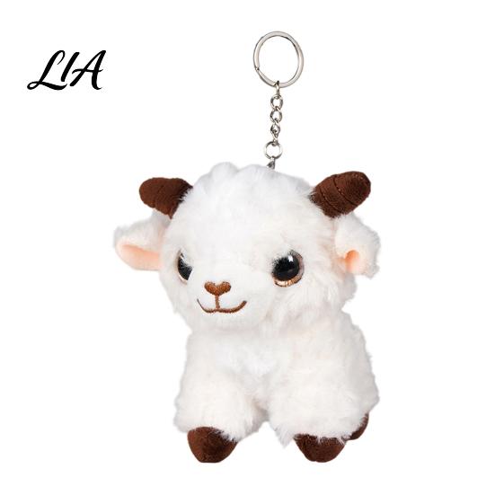 Cute Sheep Keychain Plush Keychain, Soft Stuffed Animal Bag Charm with Metal Ring Polyester Fiber for Backpacks and Keys, Cartoon Lamb Pendant