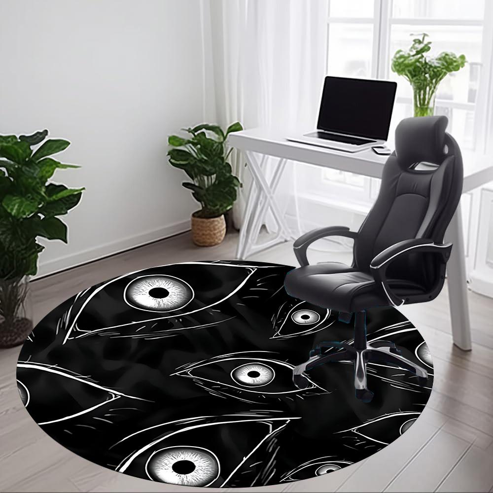 1pc Eyes Pattern Office Round Area Rug,  Mat Suitable For Office, Under Office Chairs Bedroom Living Room Home Decor, Room Deco