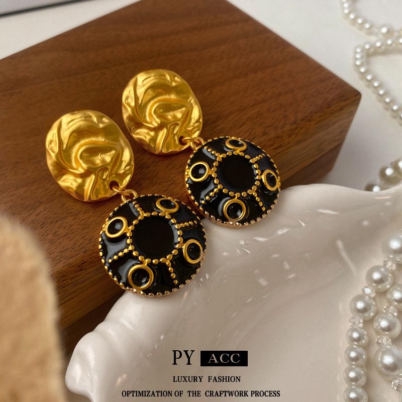 Vintage French-Style Silver Needle Earrings - Women's Elegant Studs with Retro Court Charm