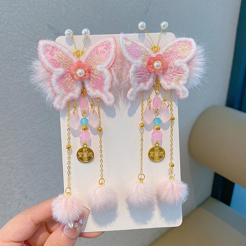 Chinese Style Children's New Year Kawaii Hair Clips Cheongsam Hanfu Hair Accessories Cosplay Hair Ball Hair Clip