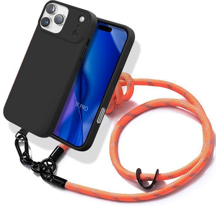 Coque de Protection - BOOLING - pour iPhone 17 Pro - Antichoc Anti-Rayure avec Bandoulière Robuste Orange