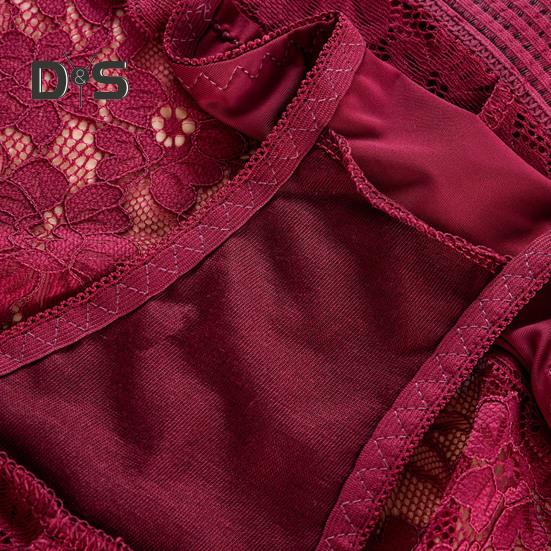 Women Underpants High Waist Hollow Out Lace Soft Breathable Anti Septic Stretchy Moisture Wicking Flower Embroidery Mesh Lady Panties Briefs