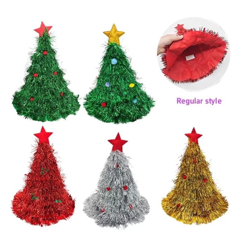Shiny Tinsel Colorful Poms Christmas Themed Hats Role-Playing Costume Hat Headwear Photo Props