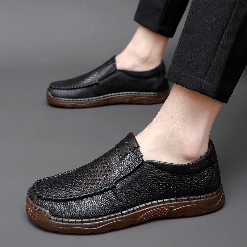 Handmade Genuine Leather Men Shoes Breathable Casual Shoes Men Loafers Moccasins Man Flats Shoes