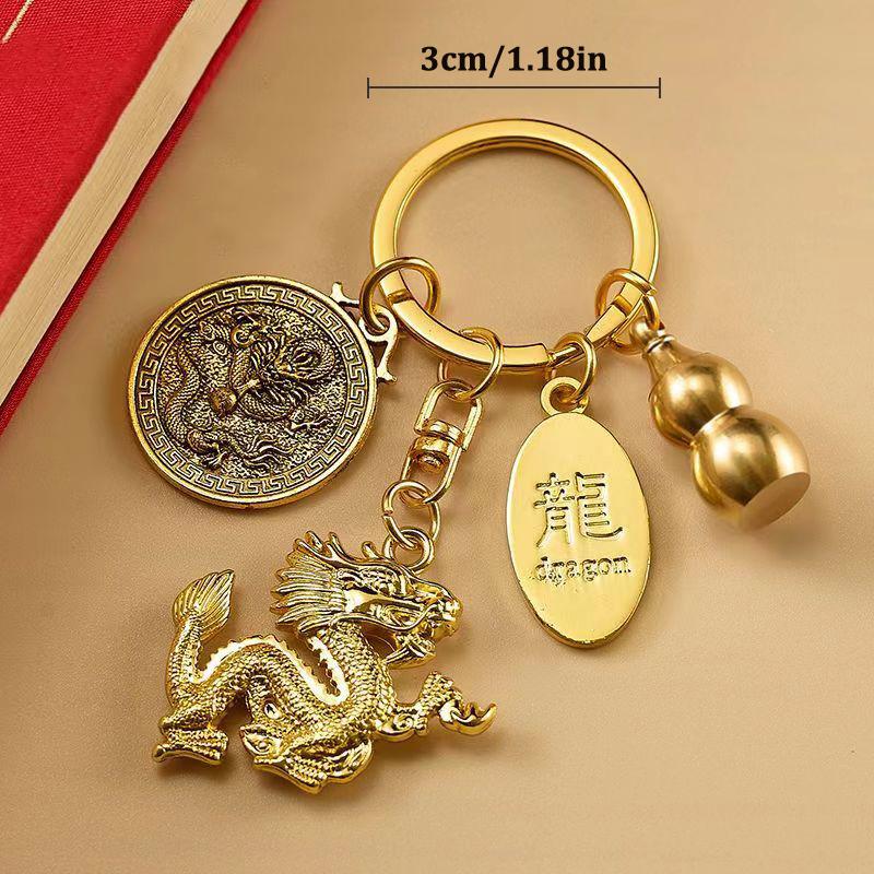 2024 Reines Messing Drache Jahr des Drachen Tierkreiszeichen Kürbis Anhänger Rucksackanhänger Taschenanhänger