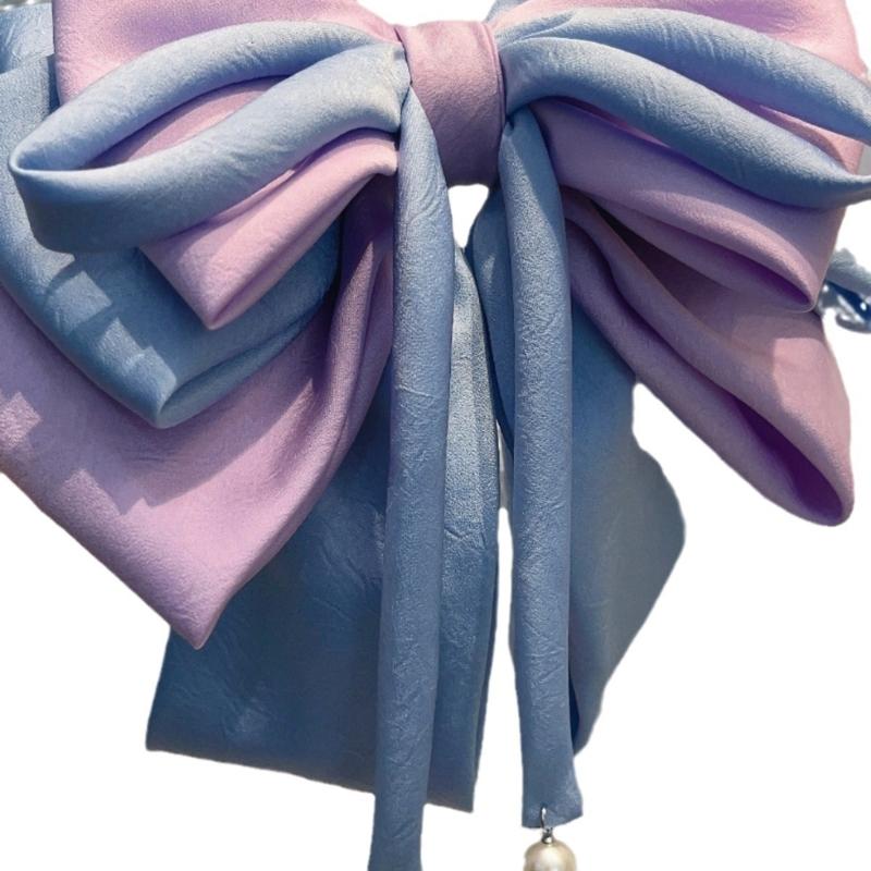 Elegant Purple Hair Bows Clip With Long Ribbon Fashion Headdress Hairpieces Barrette Hairpin For Women And Girls