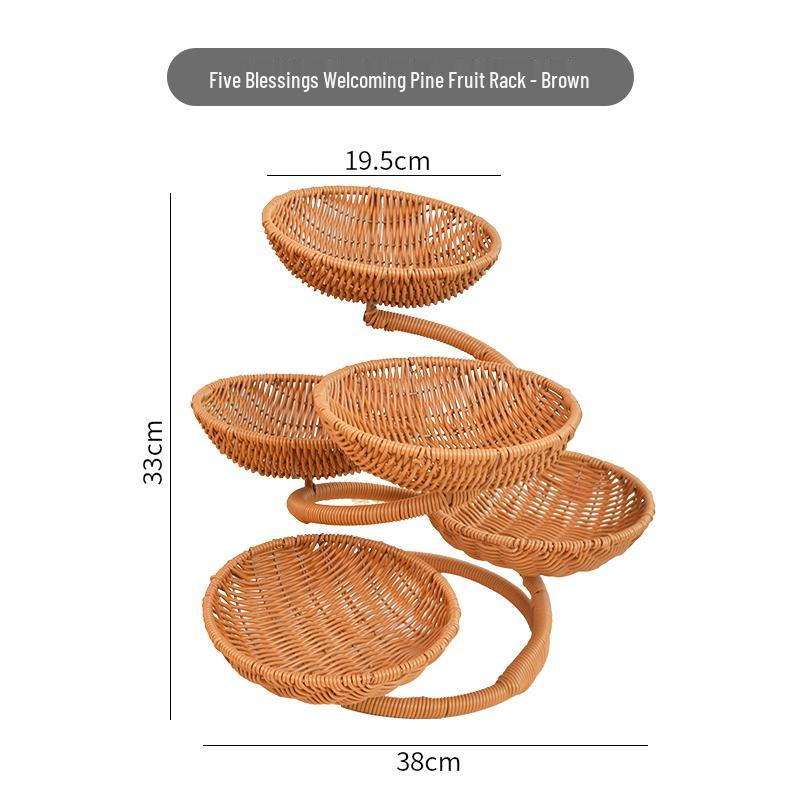 Fruit Tea Tray: Multi-layer Basket, Snack Plate, Brazier for Boiling Tea, Dried Fruit Display, Imitation Rattan Weave, Perfect for Afternoon Tea.
