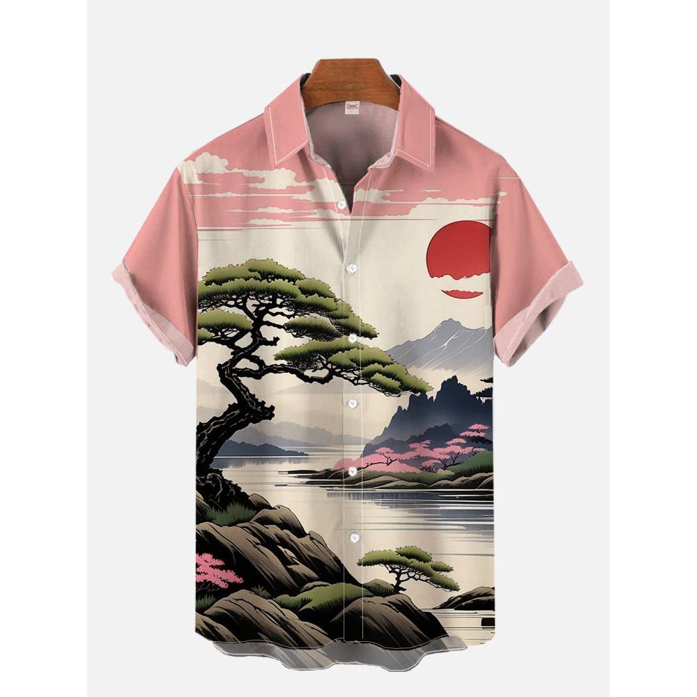 Men's Shirt Dragon Print Casual Daily Tops 3D Printing Short Sleeve Shirt Summer Fashion Unisex Hawaiian Samurai Cat Shirts
