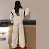 Spring Autumn Kids Clothes Girls Suit Long Sleeve Patchwork Pattern Sweatshirts Wide Leg Pants 2 Piece Set