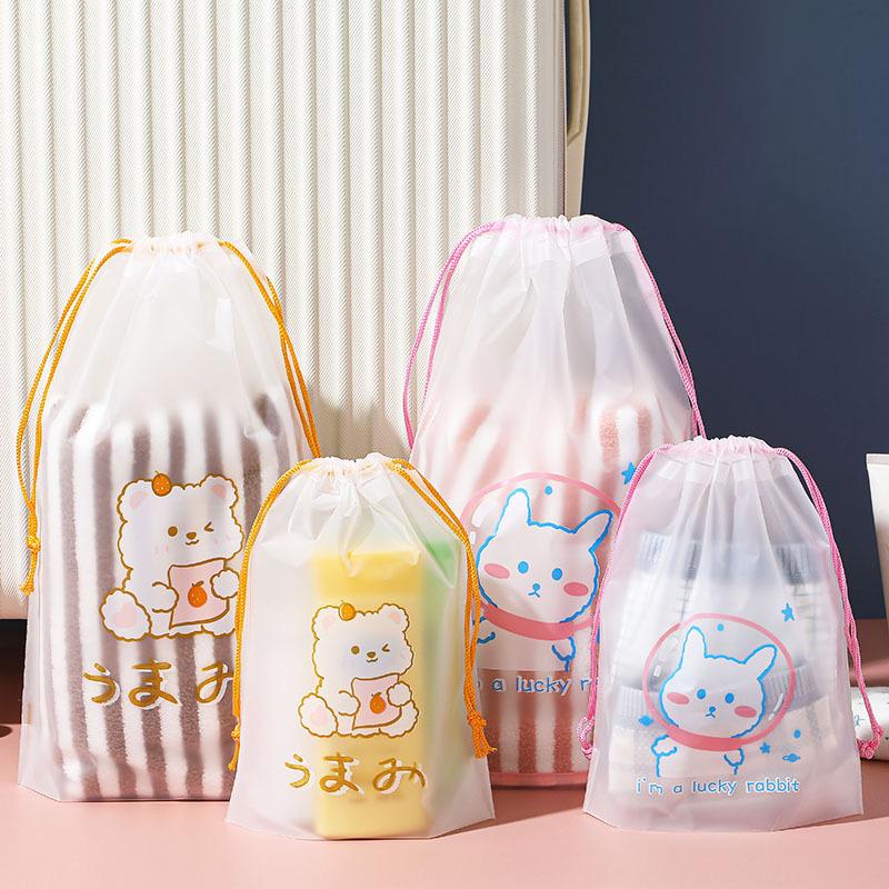 3pcs/set Cartoon Drawstring Storage Bags Travel Shoes Clothes Towel Cosmetic Portable Waterproof Organizer Toiletry String Bags