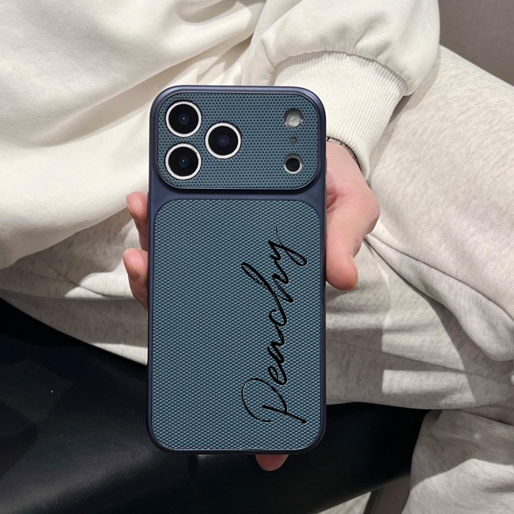 Personalized Signature Name Letters Football Texture Faux Leather Phone Case Compatible With IPhone 17 Pro Max