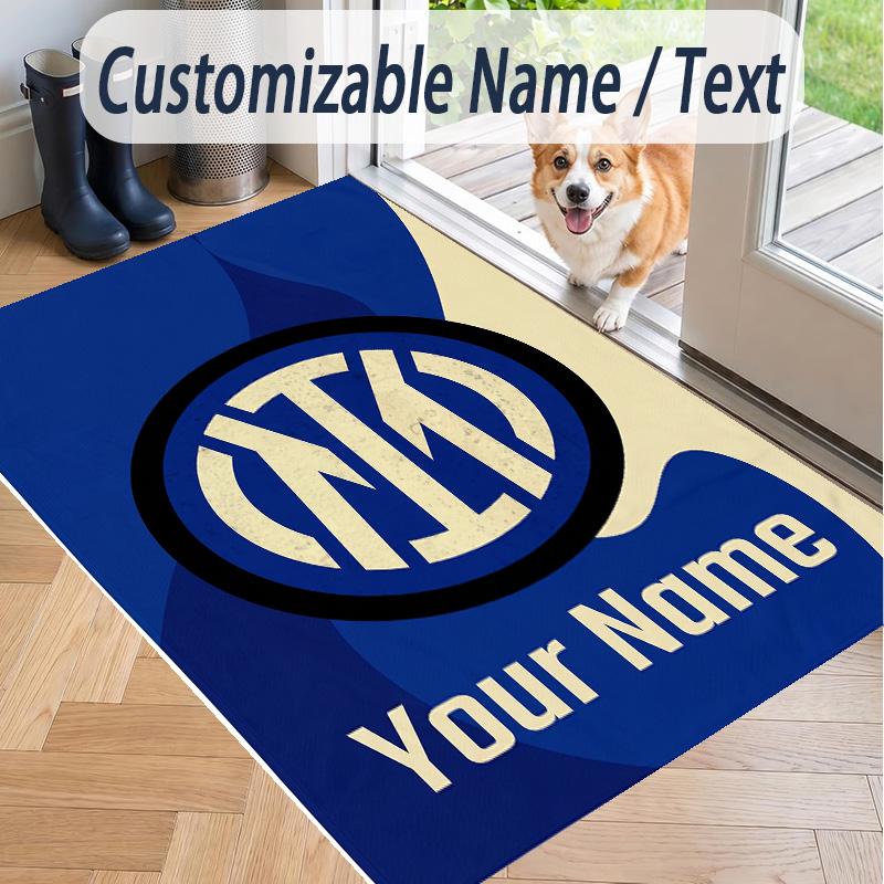 Custom Text Printed Rug Inter Milan Non Slip Floor Carpet For Home Room Decor