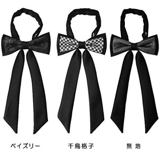 [D+Arts] Ribbon Bow Tie, Black with Contrast Trim, Glitter, Silk, Kyoto Nishijin Weave, Made in Japan, Simple Fastener (Plain)