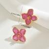 Ins Japanese and Korean Style Fresh Sweet Women's Earrings High-end Flower Oil Rubbed Design Stud Earrings Niche Ear Accessories