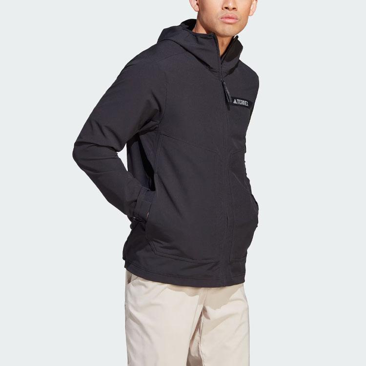 Adidas Multi Soft Shell Jacket With Solid Logo Outdoor Sports Hooded Softshell Jacket Men Jackets Black HZ4425
