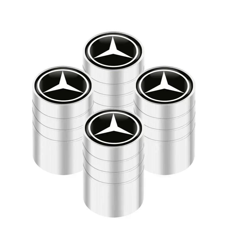 UKY5 Car Tire Valve Stems Cap Knurling Style Tire Valve Cap Tire Wheel Stem Air Valve Cap For Mercedes Benz W211 W204 W210 CLA GLA