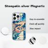 American Retro Art Painting Pattern Design Phone Case for iPhone 16 15 14 13 12 Pro Max Sheepskin Silver-edged Protective Case